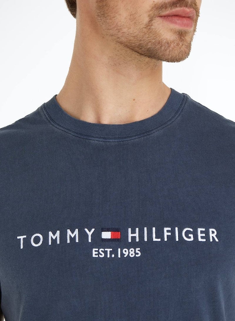 Men's GarneMen'st Dye Tommy Logo T-Shirt - Cotton, Blue