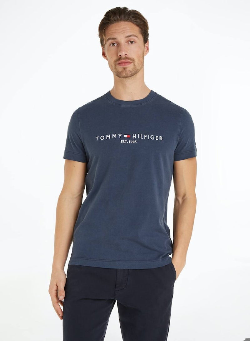 Men's GarneMen'st Dye Tommy Logo T-Shirt - Cotton, Blue
