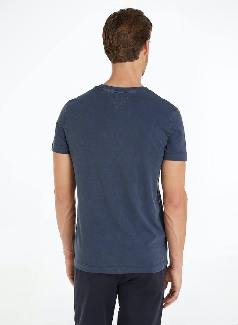 Men's GarneMen'st Dye Tommy Logo T-Shirt - Cotton, Blue