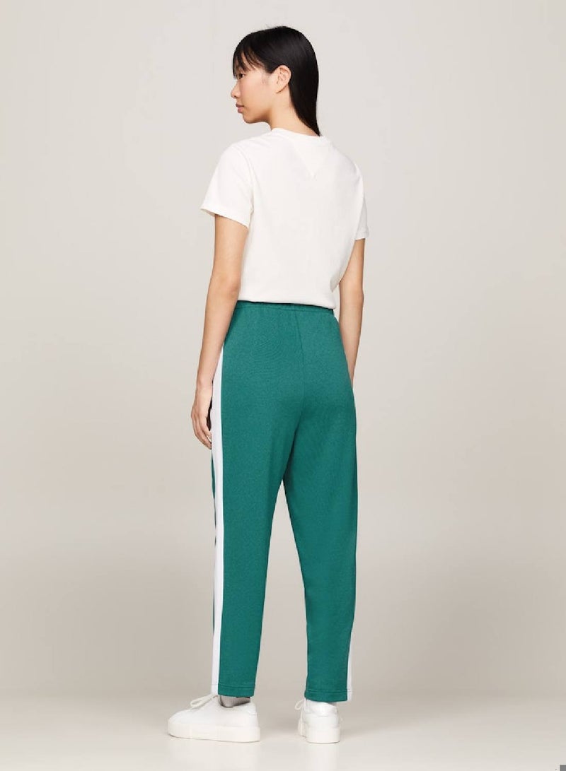 Women's Varsity Stripe Tapered Flare Fit Joggers -  Recycled polyester blend, Cyan