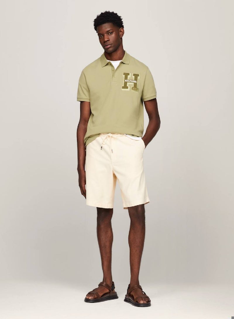 Men's Bouclé Logo Regular Fit Polo -  Pure cotton pique, Green