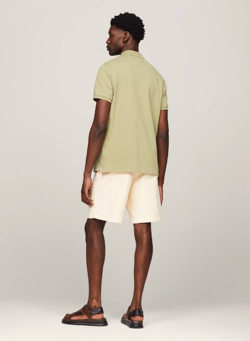 Men's Bouclé Logo Regular Fit Polo -  Pure cotton pique, Green