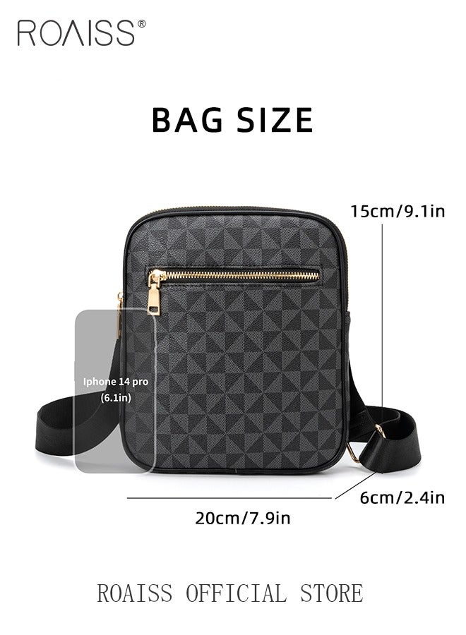 Minimalist Crossbody Bag for Men Vintage Geometric Print Shoulder Bags with Adjustable Strap Men's Multi-functional Trendy Versatile Splashproof Portable Square Bag for Business or Casual