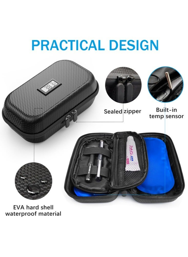 Insuli*n Cooler Travel Case, Refrigerated Medicin*e Travel Case with Temperature Display, Diabetes Travel Case with Wrist Strap & 2 Reusable Ice Packs, Gift For Daily and Trip