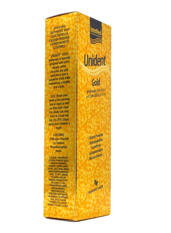 Unident Gold Whitening Toothpaste with 24k Gold Particles - Daily Whitening and Enamel Strengthening 100 ML