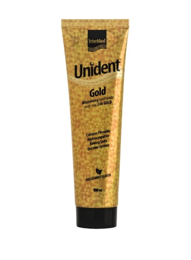 Unident Gold Whitening Toothpaste with 24k Gold Particles - Daily Whitening and Enamel Strengthening 100 ML