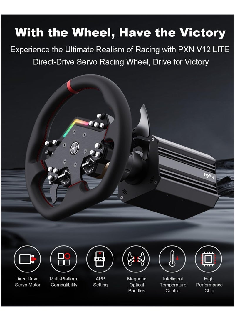 V12 Lite 6Nm Real Direct Drive Force Feedback Gaming Steering Racing Wheel Simulator for PC Windows 7/8/10/11/PS4/Xbox One