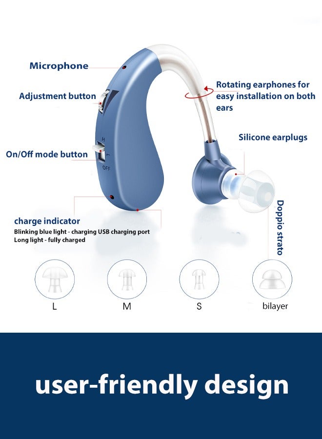Rechargeable Hearing Aid For The Elderly VHP 1204 Smart Noise Reduction Speaker Multi Level Tuning Dual Mode Multiple Color Options