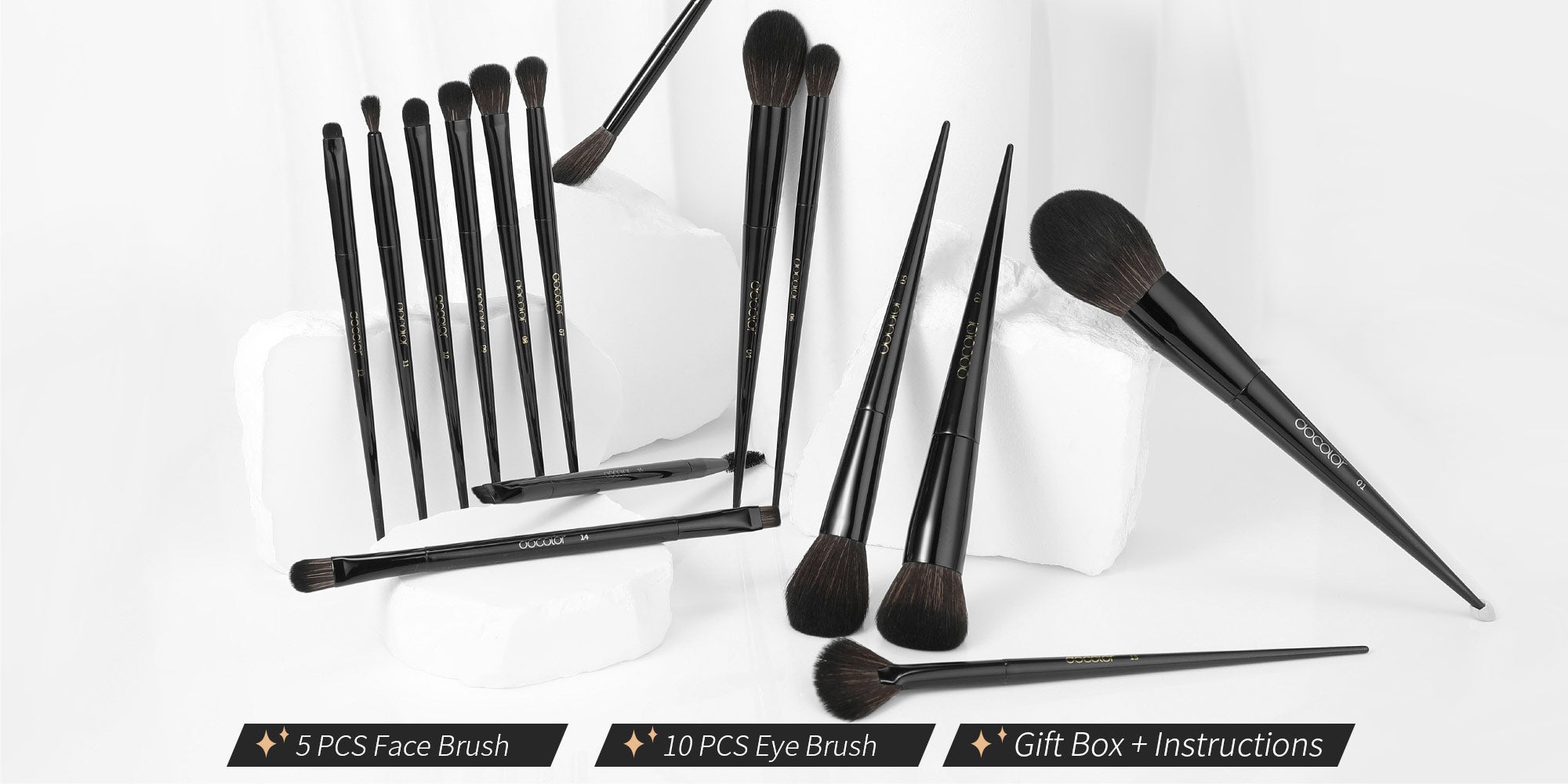 Makeup Brushes 15Pcs Obsidian Makeup Brush Set Premium Synthetic Powder Kabuki Foundation Contour Blush Concealer Eye Shadow Blending Eyeliner Crease Eyebrow Make Up Brush Kit