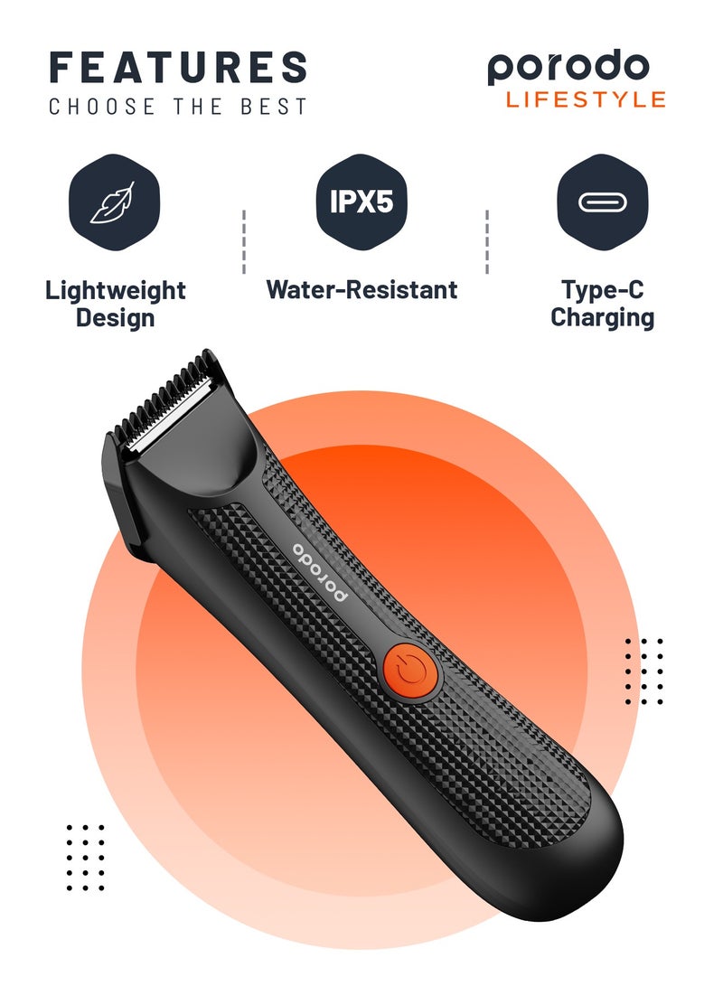 Private Hair Trimmer with Ergonomic No-Slip Handle and IPX5 Water Resistant / 80Minutes Working Time / Lightweight Design - Black