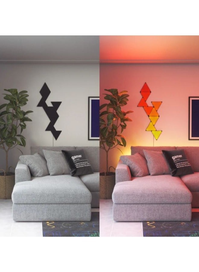 Limited Edition Ultra Black SHAPES Triangles - 9 Pack Starter Kit - Smart WiFi LED w/ Music Visualizer, Wall Decor, Home or Office Use, 16M+ Colors, Low Energy Consumption | Gaming Lights - Black