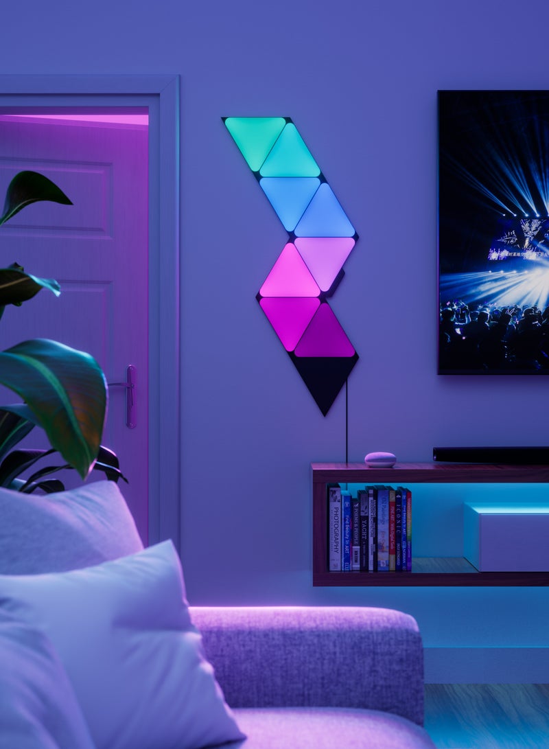 Limited Edition Ultra Black SHAPES Triangles - 9 Pack Starter Kit - Smart WiFi LED w/ Music Visualizer, Wall Decor, Home or Office Use, 16M+ Colors, Low Energy Consumption | Gaming Lights - Black