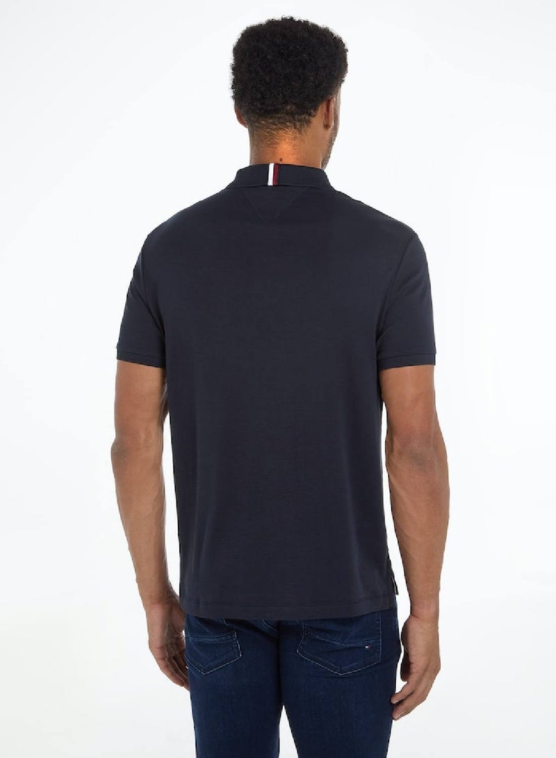 Men's Th Monogram Embroidery Interlock Regular Polo -  Pure cotton interlock, Blue