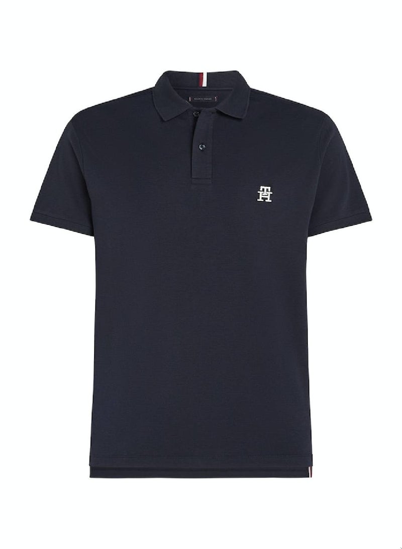 Men's Th Monogram Embroidery Interlock Regular Polo -  Pure cotton interlock, Blue