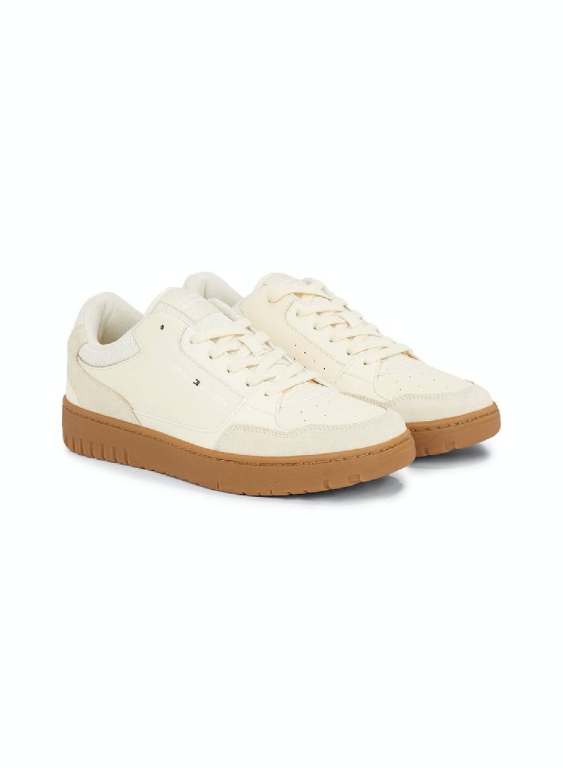 Men's Essential Leather Fine Cleat Basketball Trainers -  Leather mix upper, Beige