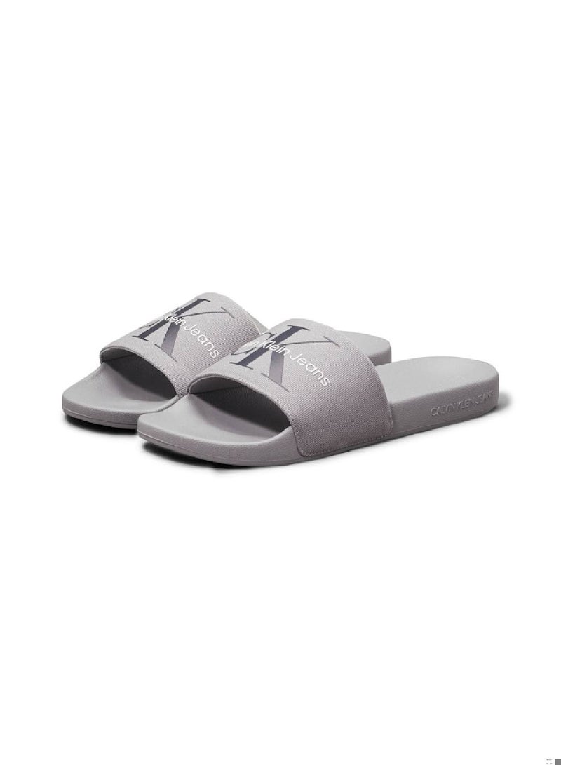 Men's Canvas Sliders - Recycled blend cotton canvas upper, Grey