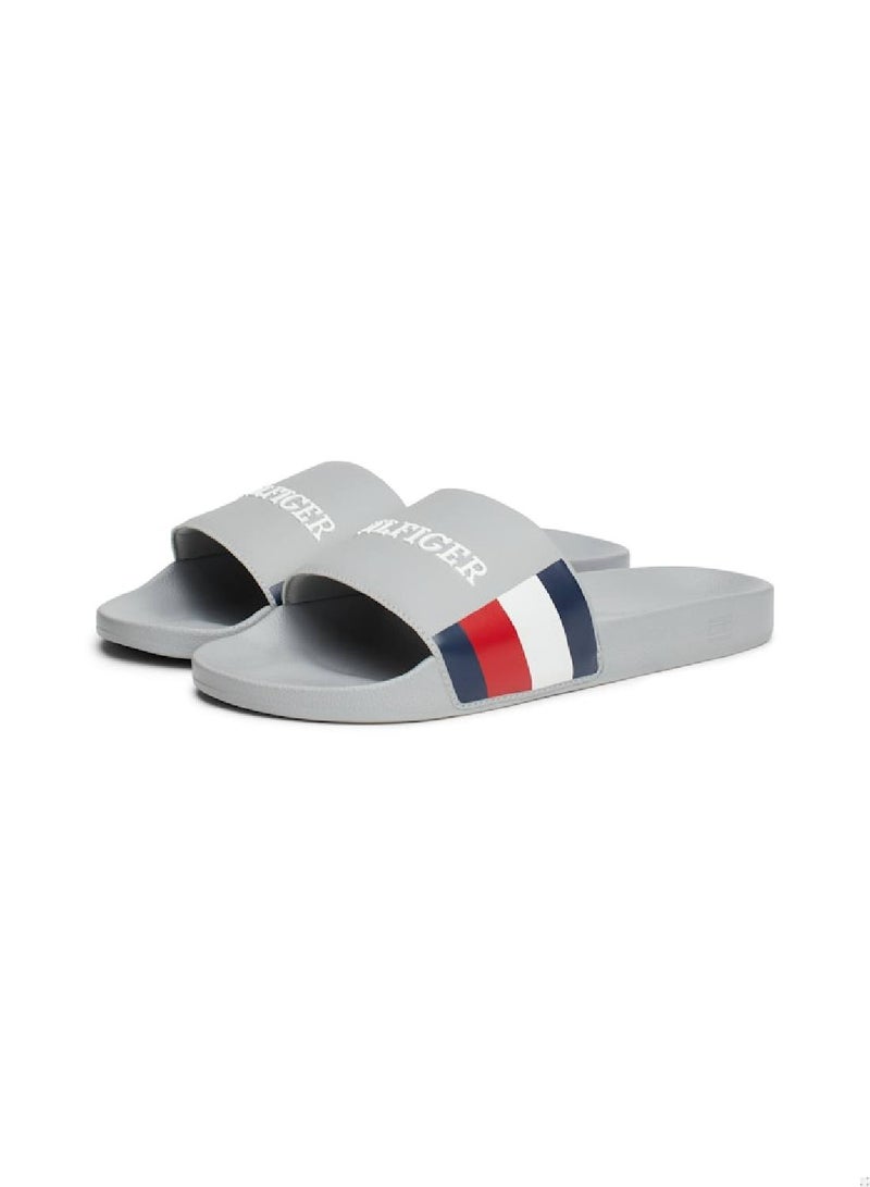 Men's Pool Slides - Polyester, Grey