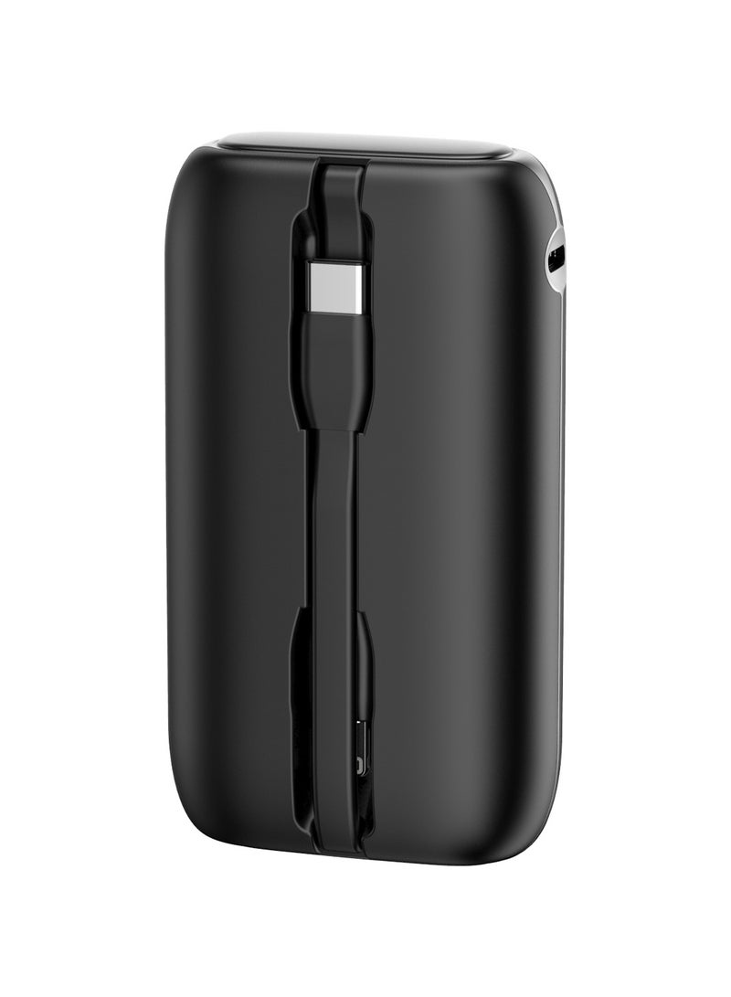 4in1 Station 10000mAh PD20W Power Bank with inbuilt cable Type-C and Lighting - Black