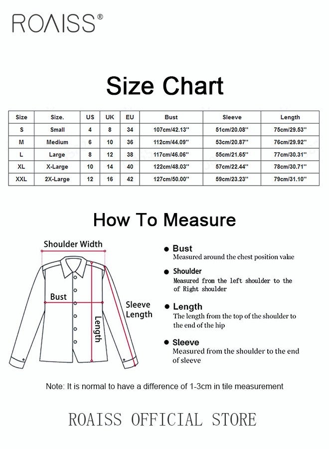 Ladies Comfortable Lapel Shirt for Daily Commute - Single-Breasted Long Sleeve Top with Simple Solid Color Design and Loose Fit