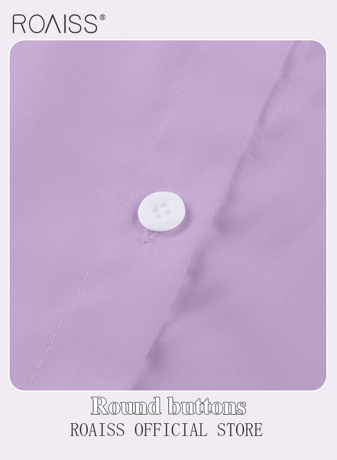 Ladies Comfortable Lapel Shirt for Daily Commute - Single-Breasted Long Sleeve Top with Simple Solid Color Design and Loose Fit