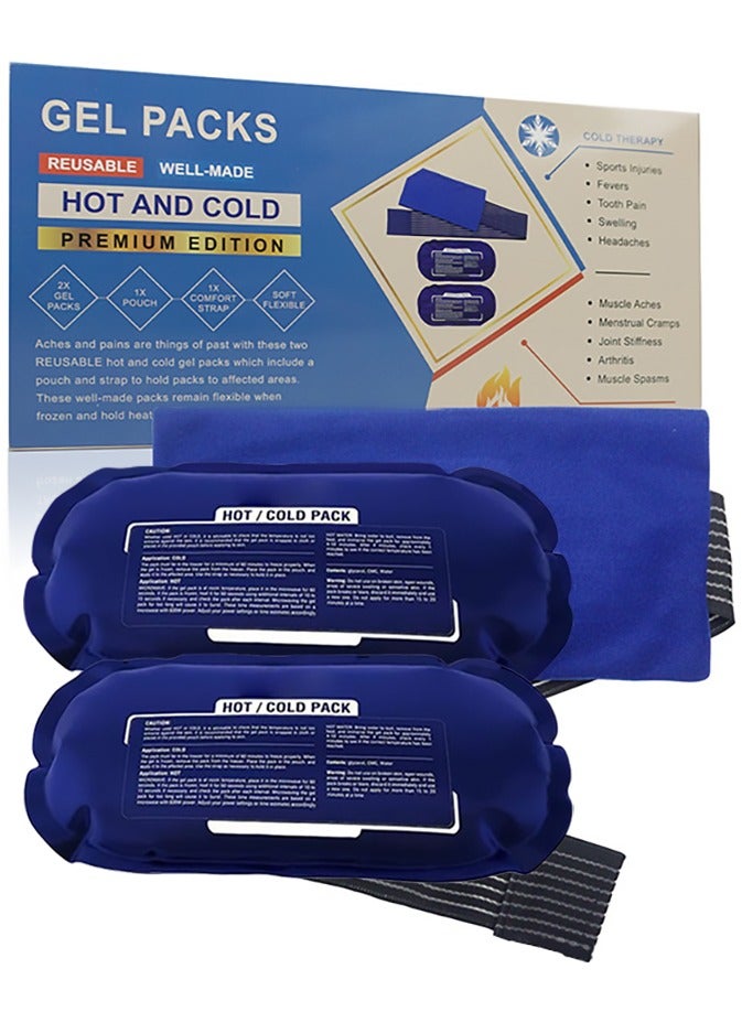 2 Reusable Hot and Cold Ice Packs for Injuries, Joint Pain, Muscle Soreness and Body Inflammation - Reusable Gel Wraps - Adjustable & Flexible for Knees, Back, Shoulders, Arms and Legs