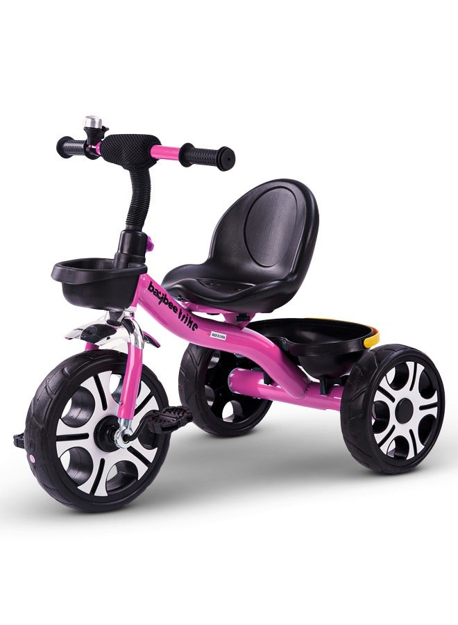 Baybee Coaster Tricycle for Kids Baby Smart Plug and Play Kids Tricycle Cycle with Front & Rear Storage Baskets 3 Wheels Tricycle Bicycle Baby Tricycle Cycle for Kids 2 to 5 Years Boy Girl Pink