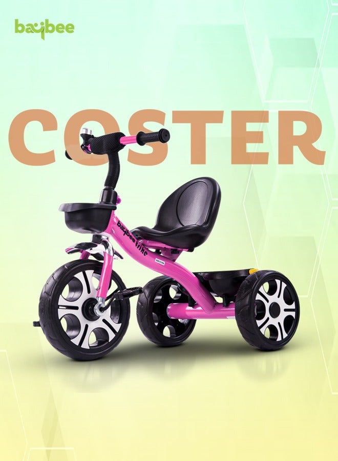 Baybee Coaster Tricycle for Kids Baby Smart Plug and Play Kids Tricycle Cycle with Front & Rear Storage Baskets 3 Wheels Tricycle Bicycle Baby Tricycle Cycle for Kids 2 to 5 Years Boy Girl Pink