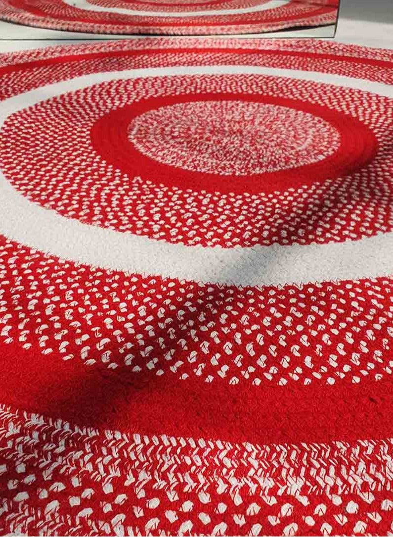 HandMade Cotton rug soft and durable  BR-005 red and White round rug for bedroom,living room carpet.