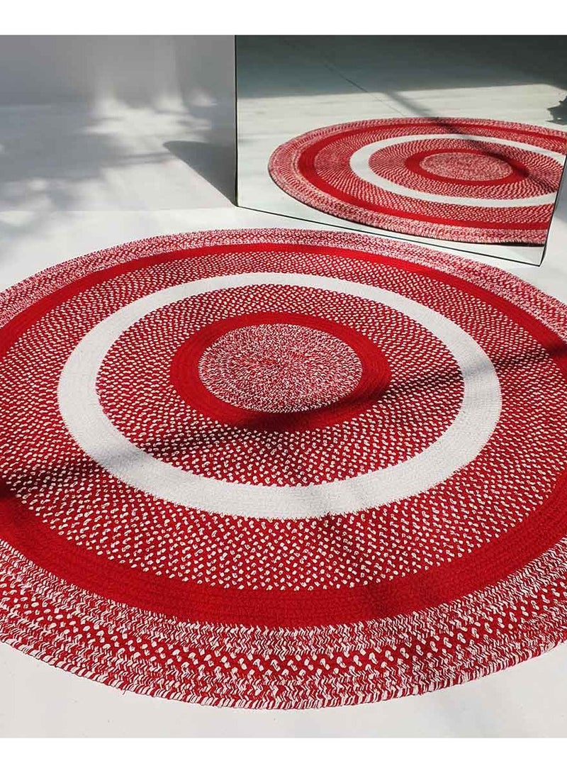 HandMade Cotton rug soft and durable  BR-005 red and White round rug for bedroom,living room carpet.