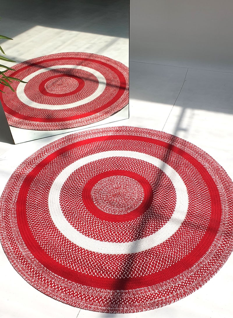 HandMade Cotton rug soft and durable  BR-005 red and White round rug for bedroom,living room carpet.