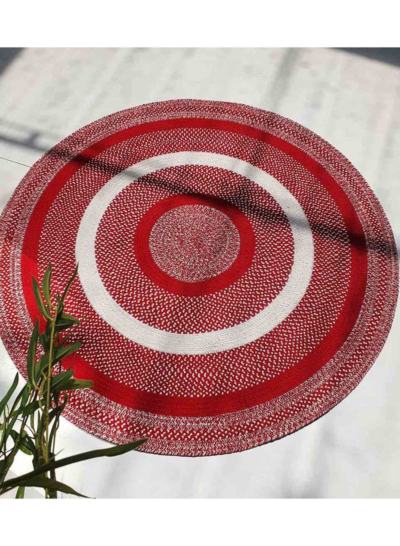 HandMade Cotton rug soft and durable  BR-005 red and White round rug for bedroom,living room carpet.