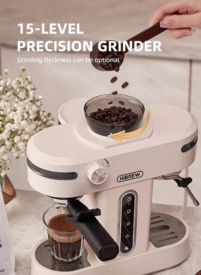 20Bar Espresso Machine With Ginder 2 In 1 Semi Automatic Coffee Maker, Latte And Cappuccino Milk Frother Barista Pro For Home H14