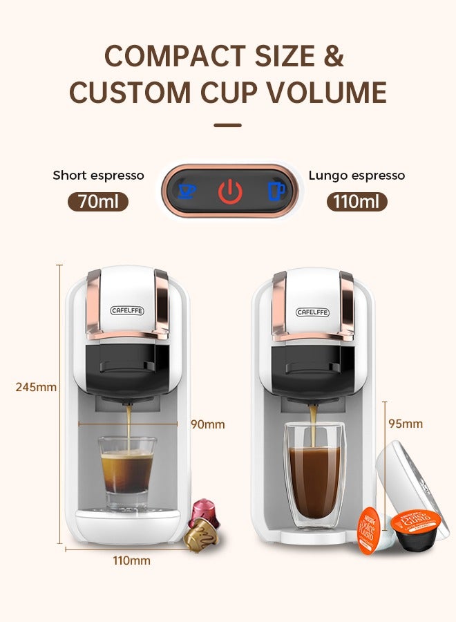 Espresso Capsule Coffee Machine 19Bar Hot Cold Coffee Maker For Nespresso Dolce Gusto ESE Pods And Coffee Powder 1450W 600ML White