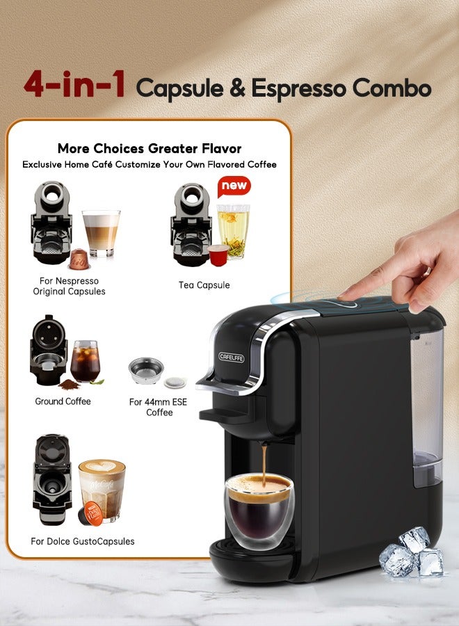 4 In 1 Coffee Machine Hot Cold Brew Nespresso Coffee Maker For Nescafe Dolce Gusto ESE Pods And Coffee Powder Black