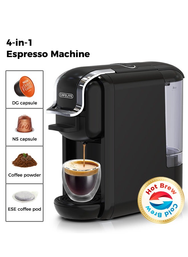 4 In 1 Coffee Machine Hot Cold Brew Nespresso Coffee Maker For Nescafe Dolce Gusto ESE Pods And Coffee Powder Black