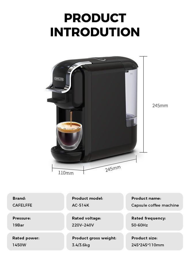 4 In 1 Coffee Machine Hot Cold Brew Nespresso Coffee Maker For Nescafe Dolce Gusto ESE Pods And Coffee Powder Black