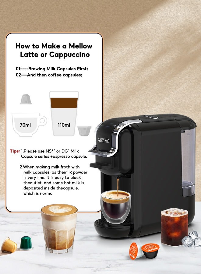 4 In 1 Coffee Machine Hot Cold Brew Nespresso Coffee Maker For Nescafe Dolce Gusto ESE Pods And Coffee Powder Black