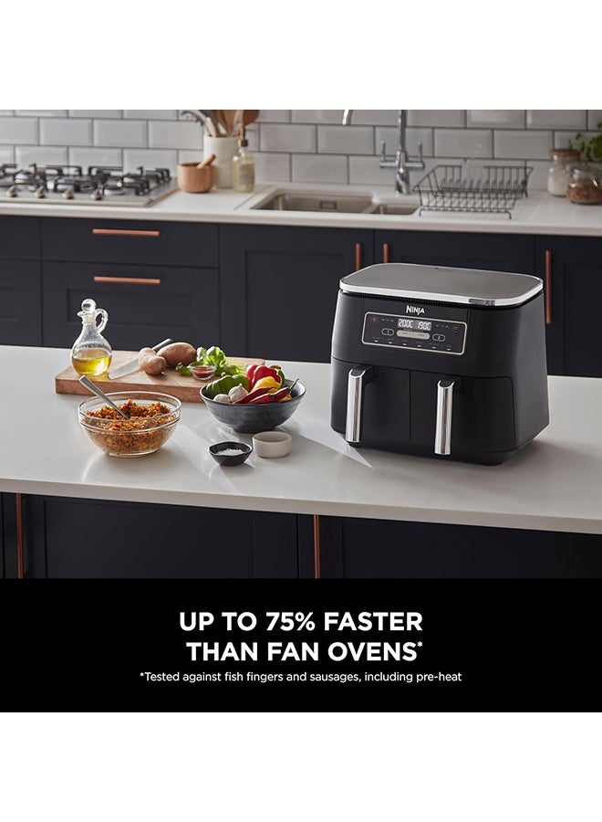 Foodi Dual Zone Digital Air Fryer, 2 Drawers, 7.6L, 6-In-1, Uses No Oil, Air Fry, Max Crisp, Roast, Bake, Reheat, Dehydrate, Cooks 4-6 Portions, Non-Stick, Dishwasher Safe Baskets 7.6 L 2470 W AF300ME/AF300EU Black