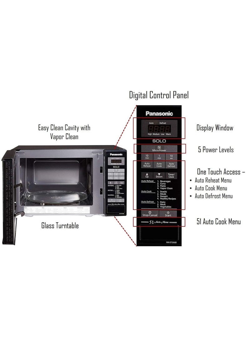 Solo Microwave Oven, 255mm Turntable, Child Safety lock, Auto Reheat, Touch Membrane Operations 20 L 800 W NN-ST266BVTG Black