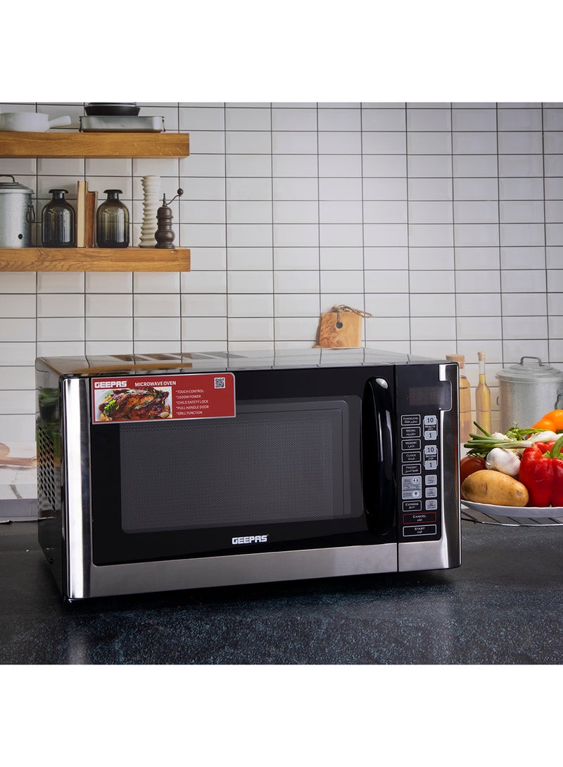 Digital Microwave Oven, 8 Power Levels with Digital Display, One-Touch Cooking with Digital Control| Pull Handle Door, Easy to Operate, 2 Years Warranty 45 L 1500 W GMO1898 Black
