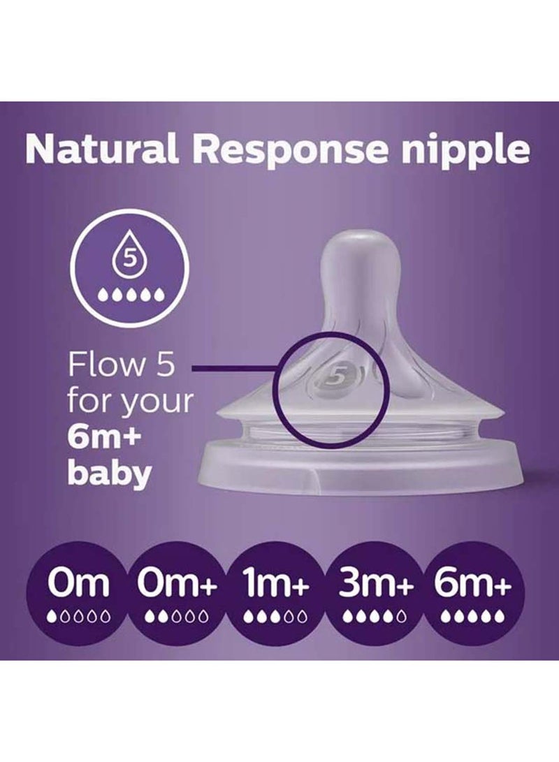 Pack Of 2 Avent Natural Response Nipple Flow 5, 6 Months +