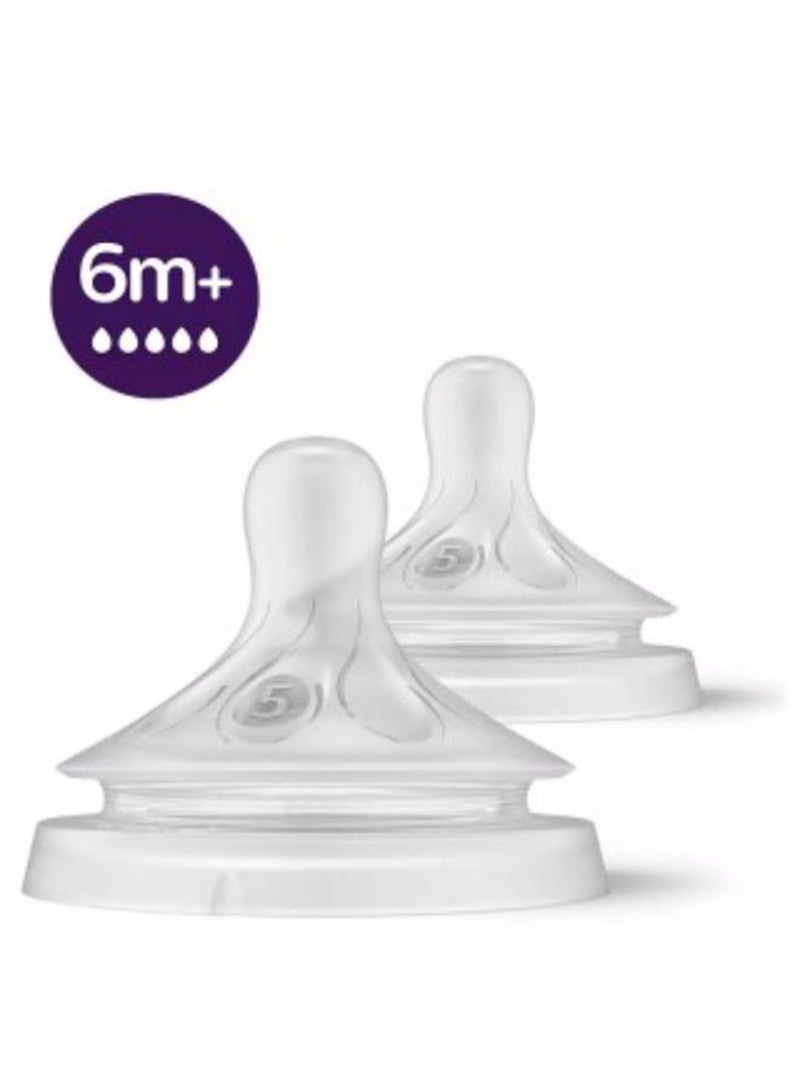 Pack Of 2 Avent Natural Response Nipple Flow 5, 6 Months +