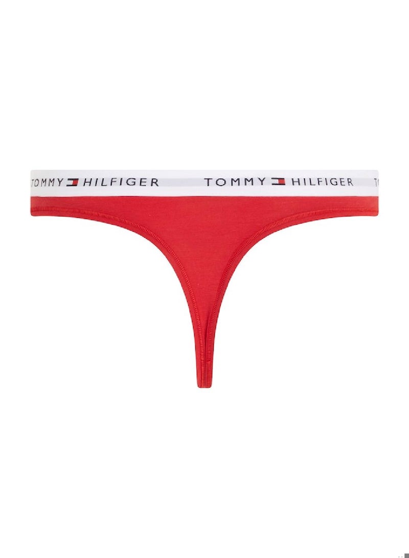 Women's Icon Logo Waistband Thong Underwear Bottoms, Red