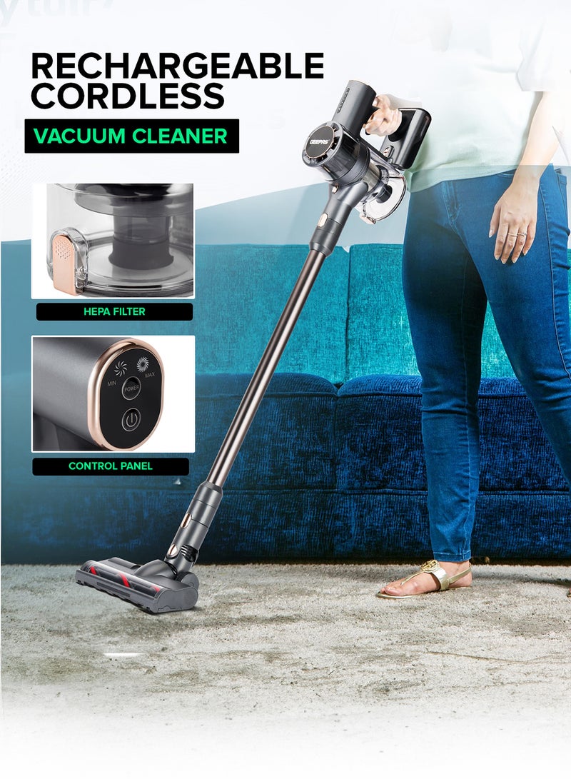 Rechargeable Cordless Handheld Stick Vacuum Cleaner with Powerful Suction 30mins Runtime High Efficiency Filtration system 120 W GVC19030 Black/Grey