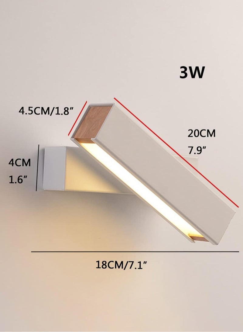 Warm light (3000K)-Wall Light LED Wall Sconce Modern Simple Bedside Light 270° Rotatable Wall Lantern Wood Wall Mounted Light Home Ceiling Wall Sconce Compatible with Living Room Home Bedside Decor Lamp