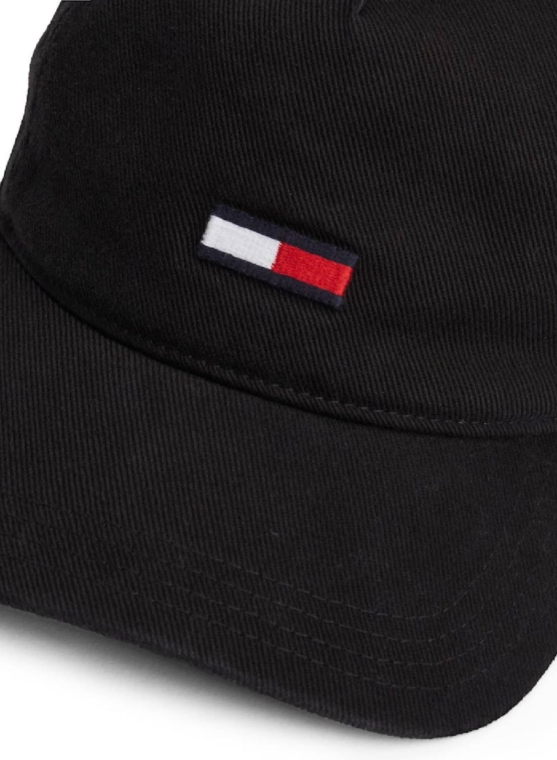 Men's Elongated Flag Cap - Cotton, Black