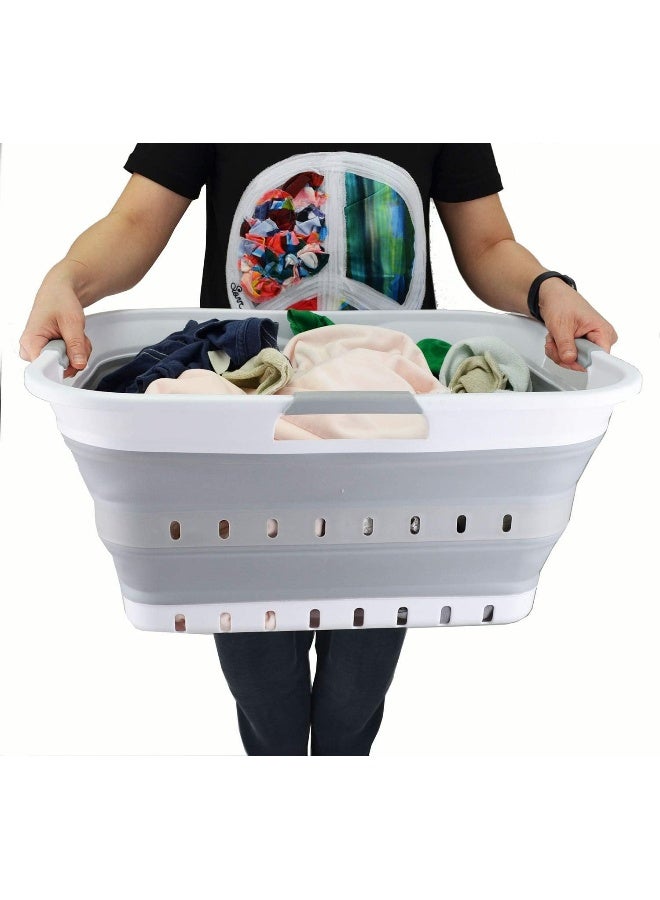 42L (11 Gallon) Collapsible Plastic Laundry Basket - Foldable Pop Up Storage Container/Organizer - Portable Washing Tub - Space Saving Hamper/Basket