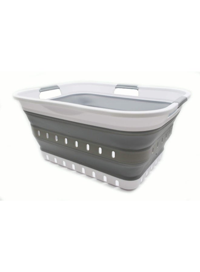 42L (11 Gallon) Collapsible Plastic Laundry Basket - Foldable Pop Up Storage Container/Organizer - Portable Washing Tub - Space Saving Hamper/Basket