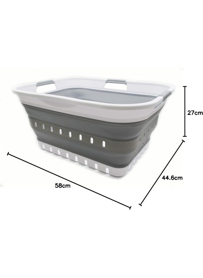 42L (11 Gallon) Collapsible Plastic Laundry Basket - Foldable Pop Up Storage Container/Organizer - Portable Washing Tub - Space Saving Hamper/Basket