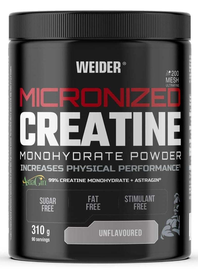 Micronized Creatine Monohydrate Powder 310g, Unflavoured, High-Performance Supplement for Enhanced Strength and Muscle Growth